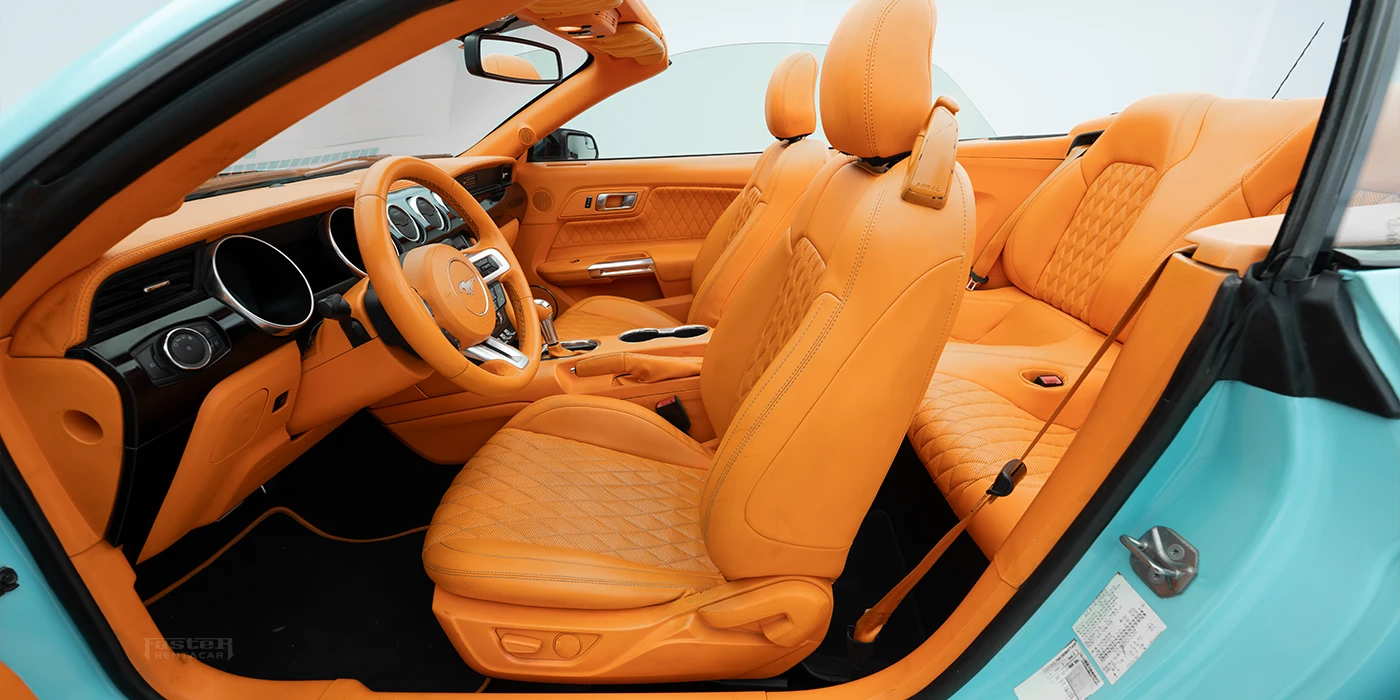 Ford Mustang Blue Orange Interior Front Seats